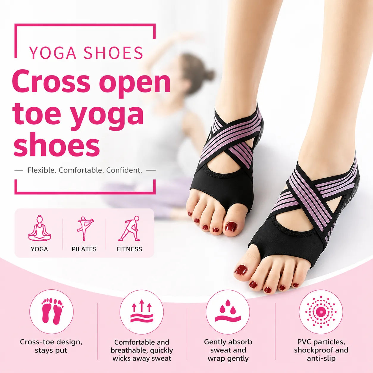 Non-Slip Yoga Socks with Grip for Pilates and Barre Workouts Vendula Care 5