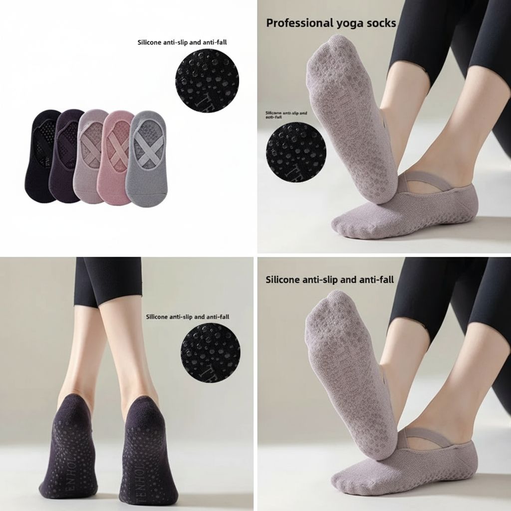 Non-Slip Yoga Socks with Straps for Pilates & Barre Grip Vendula Care 10