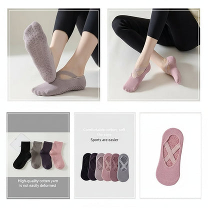 Non-Slip Yoga Socks with Straps for Pilates & Barre Grip Vendula Care 2