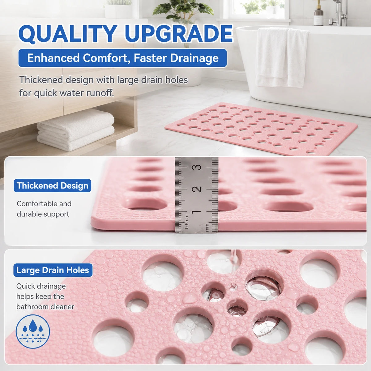 Non Slip Bath Mat for Shower & Tub with Strong Suction Grip Vendula Care (8)