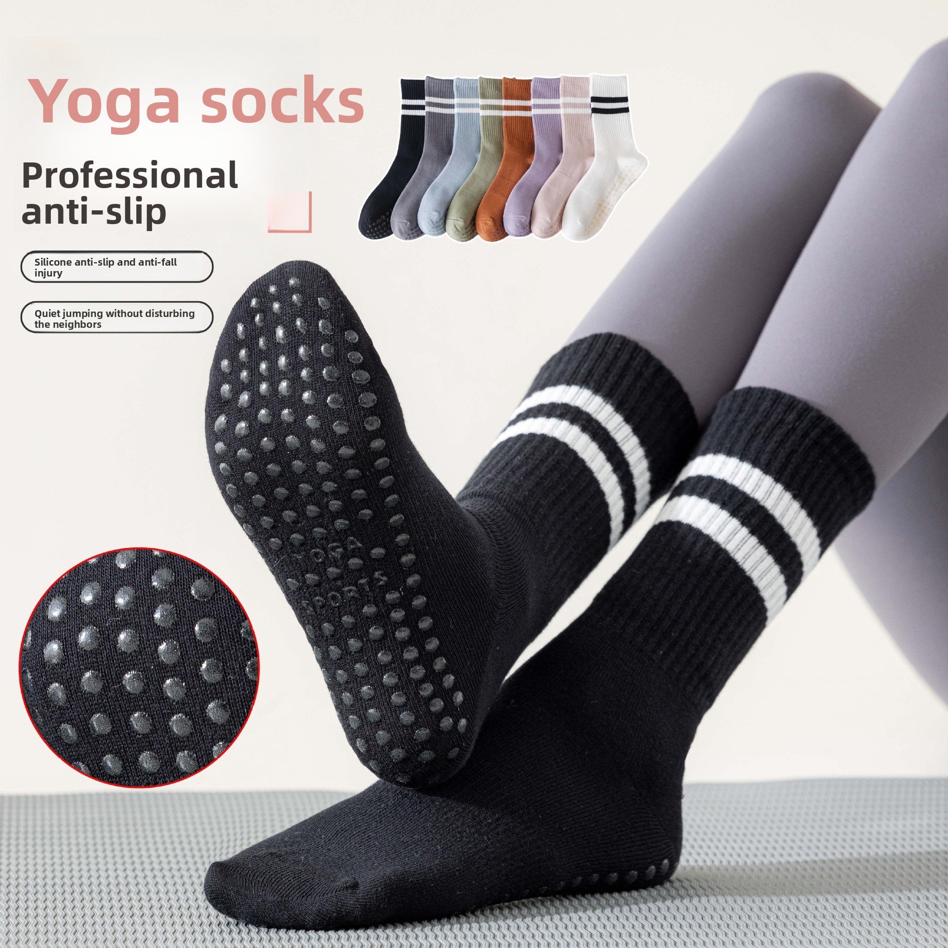 Non Slip Yoga Socks with Five Toe Design for Better Grip Fit globalswanky 02