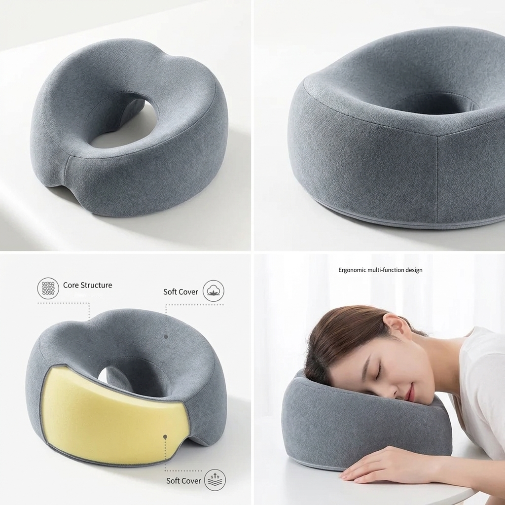 O-Shaped Memory Foam Face Pillow for Massage and Home Use