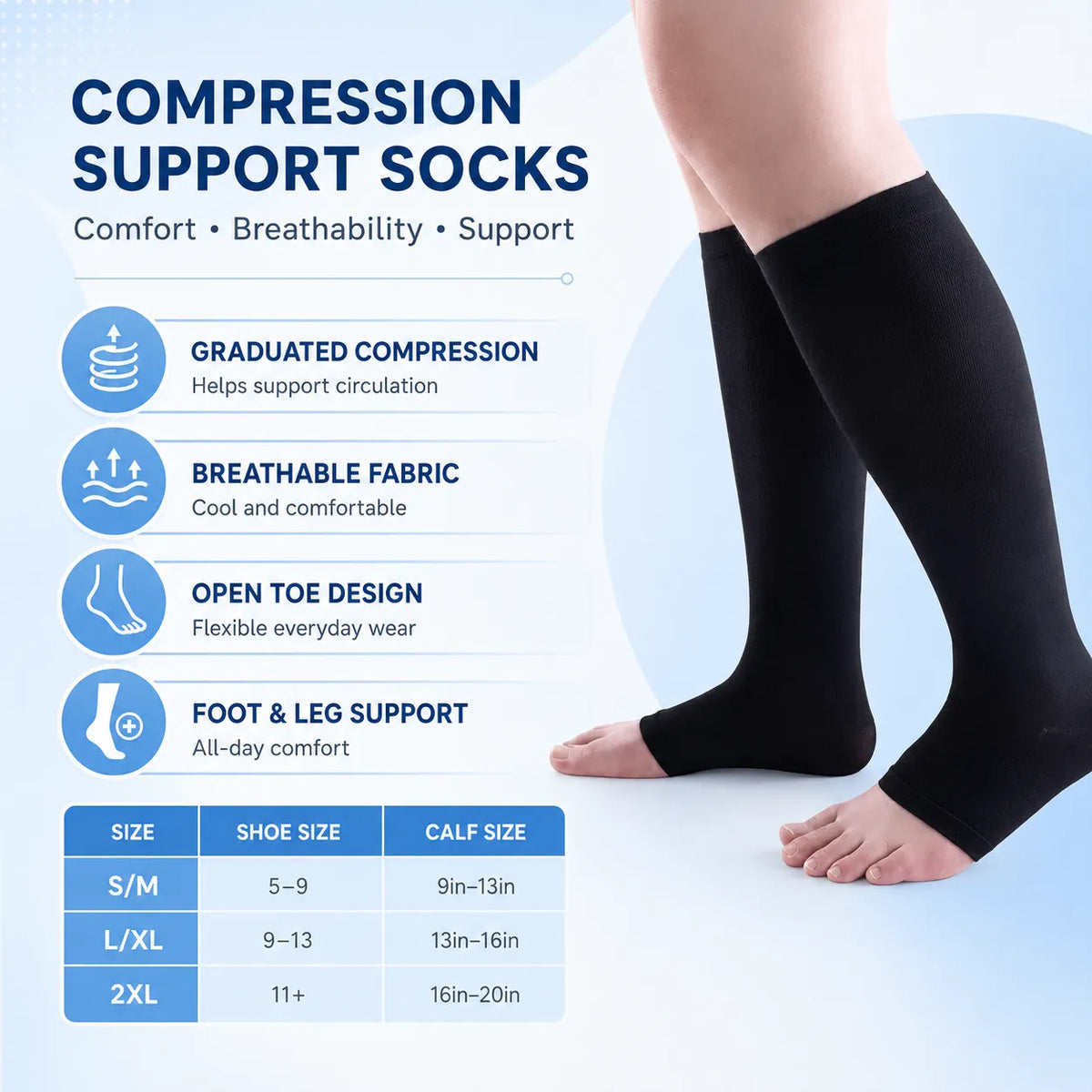 Open-Toe Compression Socks for Sports & Leg Pain Relief Vendula Care 3