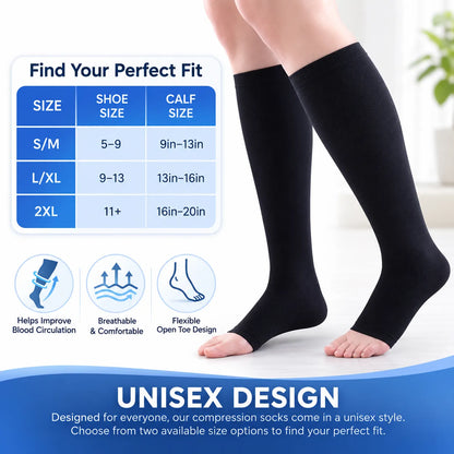 Open-Toe Compression Socks for Sports & Leg Pain Relief Vendula Care 6
