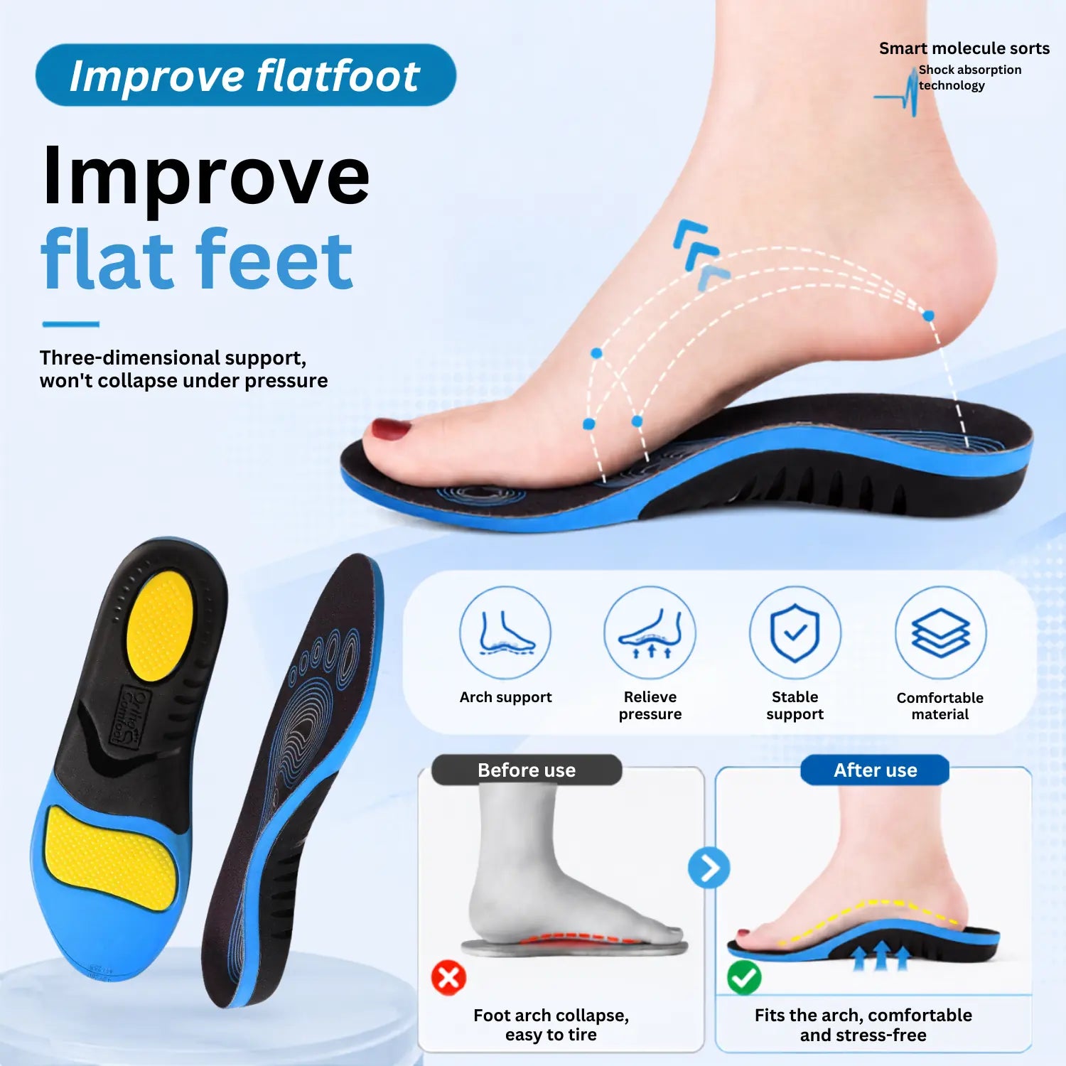 Orthopedic Insoles with Arch Support for Foot Comfort Daily Vendula Care 02
