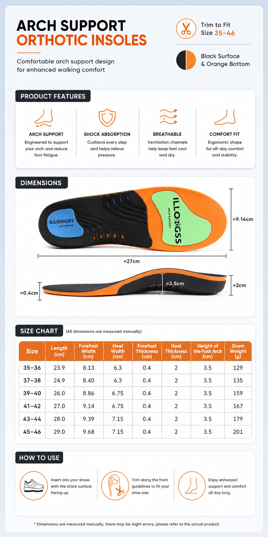Orthotic Arch Support Insoles for Flat Feet & Heel Comfort VendulaCare 03