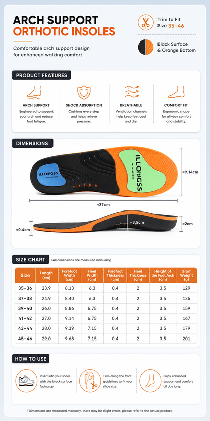 Orthotic Arch Support Insoles for Flat Feet & Heel Comfort VendulaCare 03