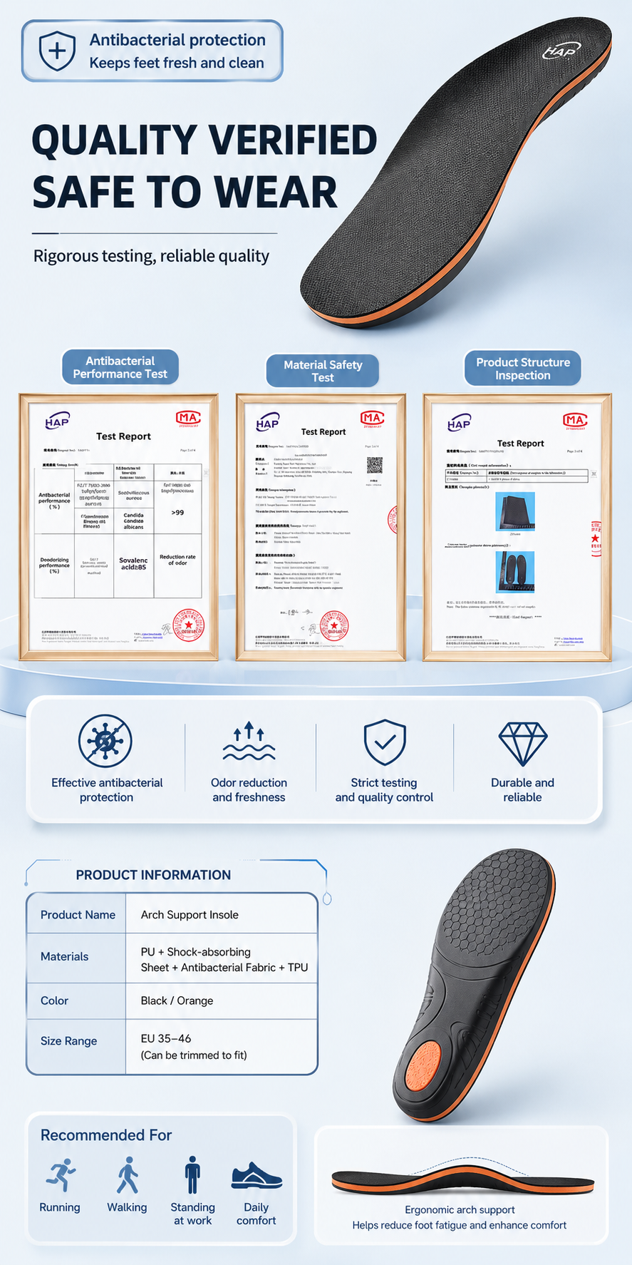 Orthotic Arch Support Insoles for Flat Feet & Heel Comfort VendulaCare 04