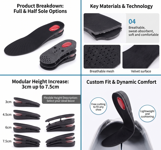 PVC Heightening Insoles for Men and Women – Comfort Lift Vendula Care 01