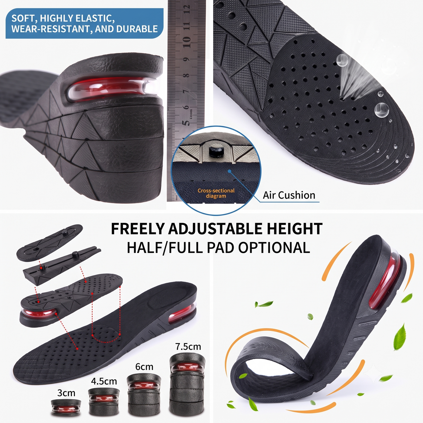 PVC Heightening Insoles for Men and Women – Comfort Lift Vendula Care 02