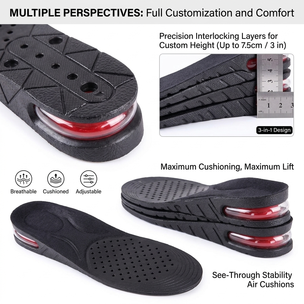 PVC Heightening Insoles for Men and Women – Comfort Lift Vendula Care 03