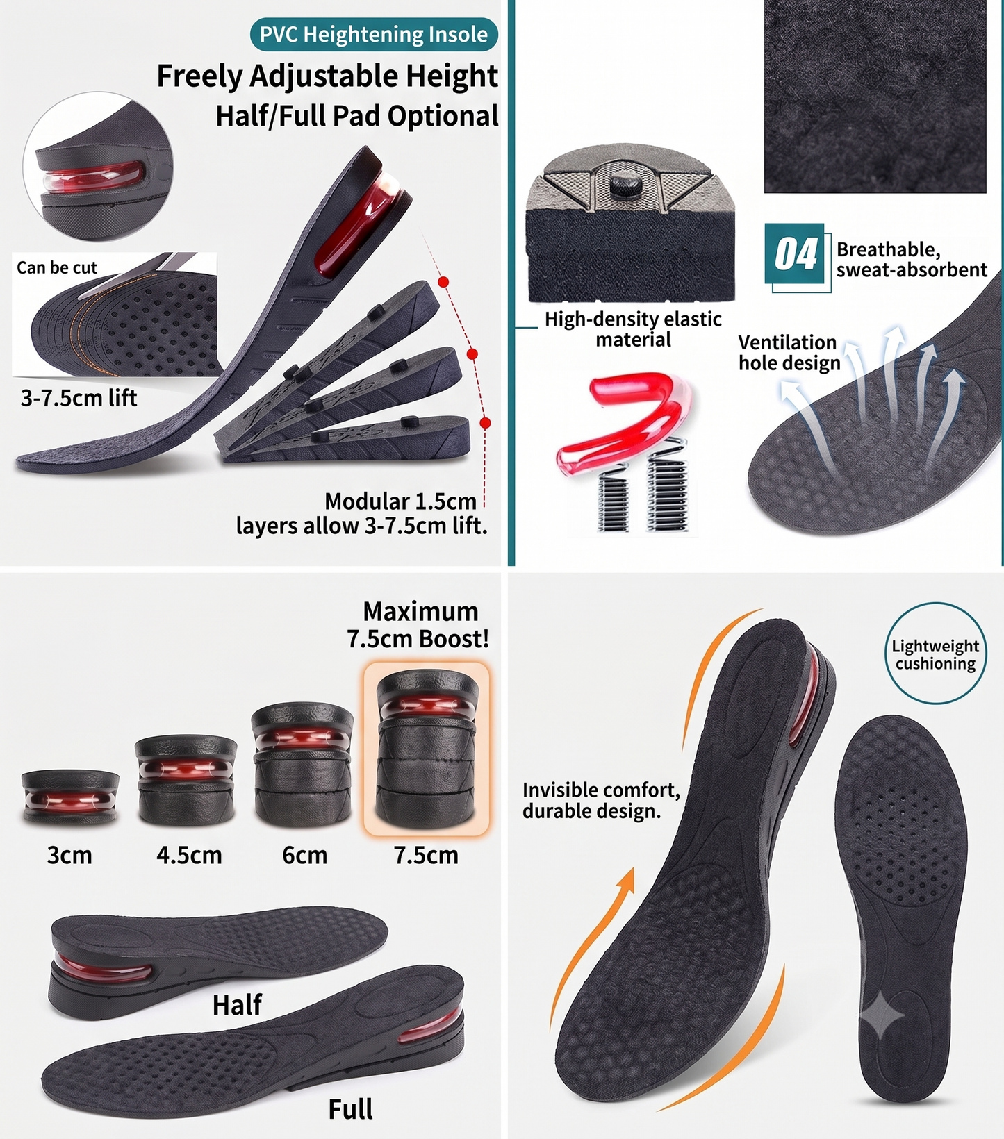 PVC Heightening Insoles for Men and Women – Comfort Lift Vendula Care 04