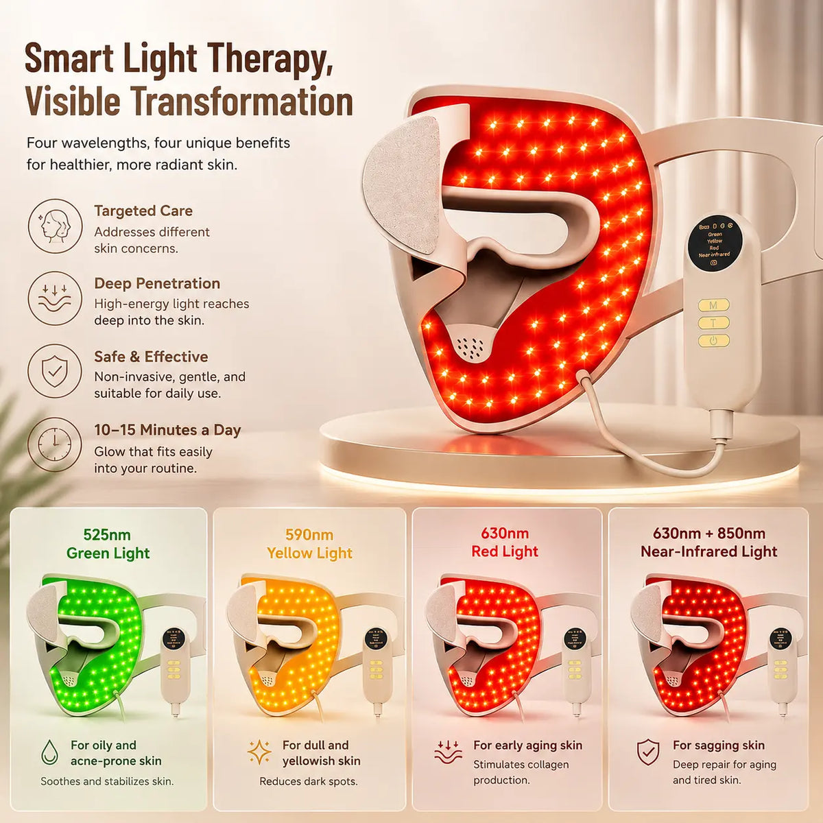 Photon Therapy Beauty Mask with Red Light for Daily Home Use Vendula Care 3