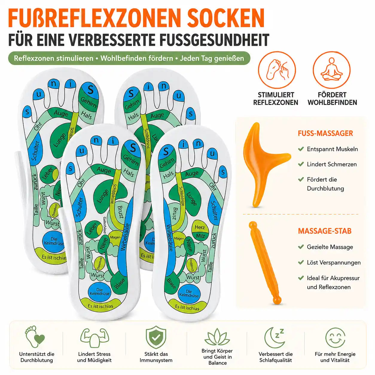 Reflexology Socks Set with Acupressure Guide for Foot Care vendula care 9