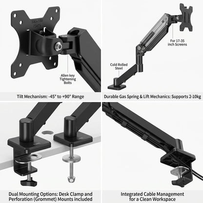 Sanco T1 Monitor Arm Desk Clamp Mount for 17-35 Inch Screens Vendula Care (10)