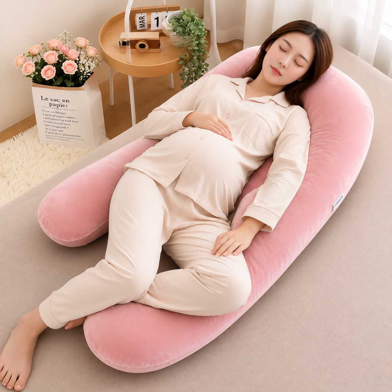 Soft Crystal Velvet Maternity Pillow for Full Body Comfort VendulaCare 04