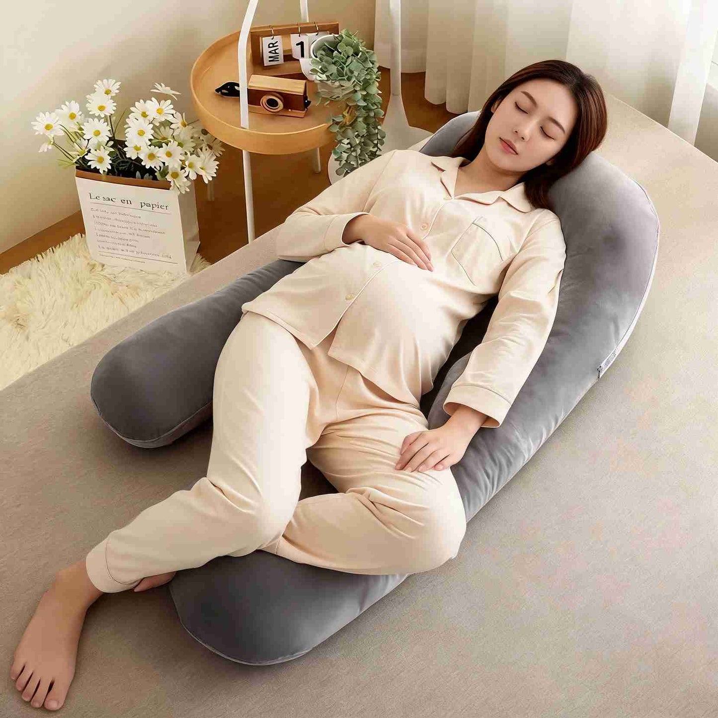 Soft Crystal Velvet Maternity Pillow for Full Body Comfort VendulaCare 05
