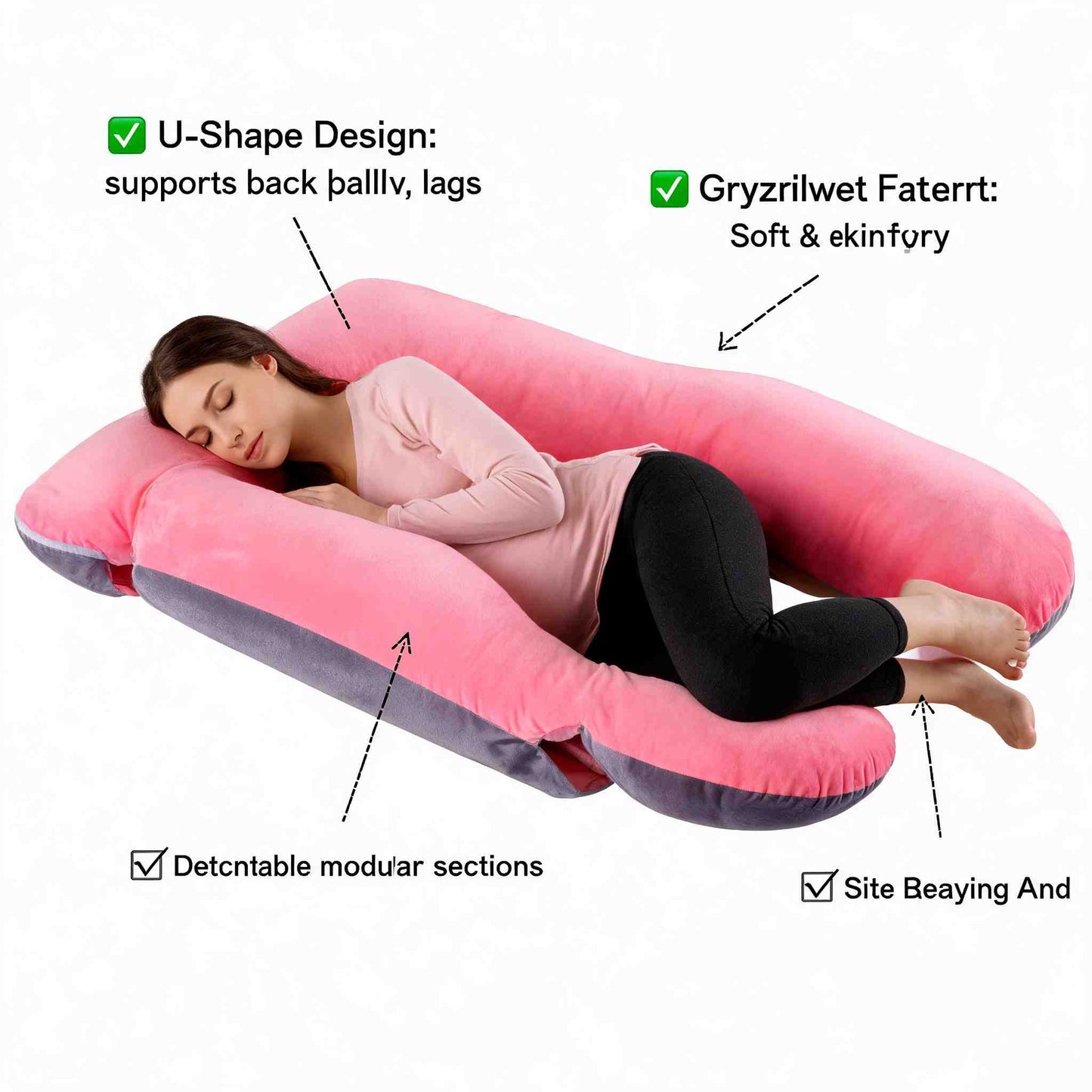 Soft Crystal Velvet Maternity Pillow for Full Body Comfort VendulaCare 06