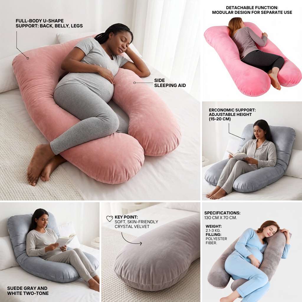 Soft Crystal Velvet Maternity Pillow for Full Body Comfort VendulaCare 08