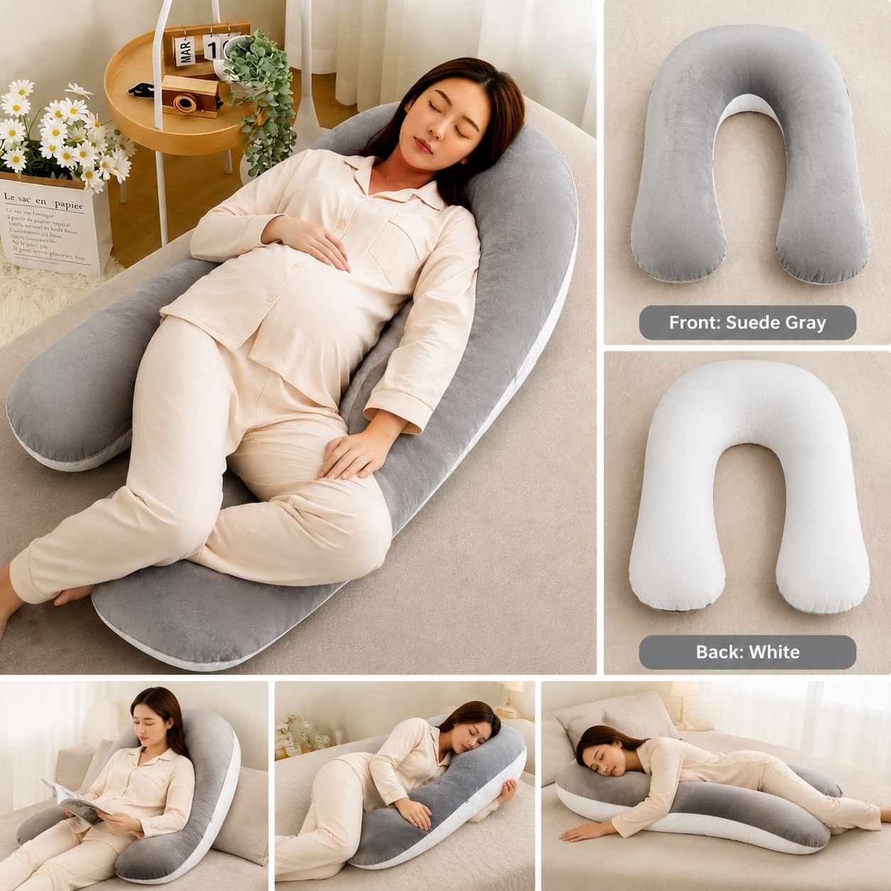 Soft Crystal Velvet Maternity Pillow for Full Body Comfort VendulaCare 09