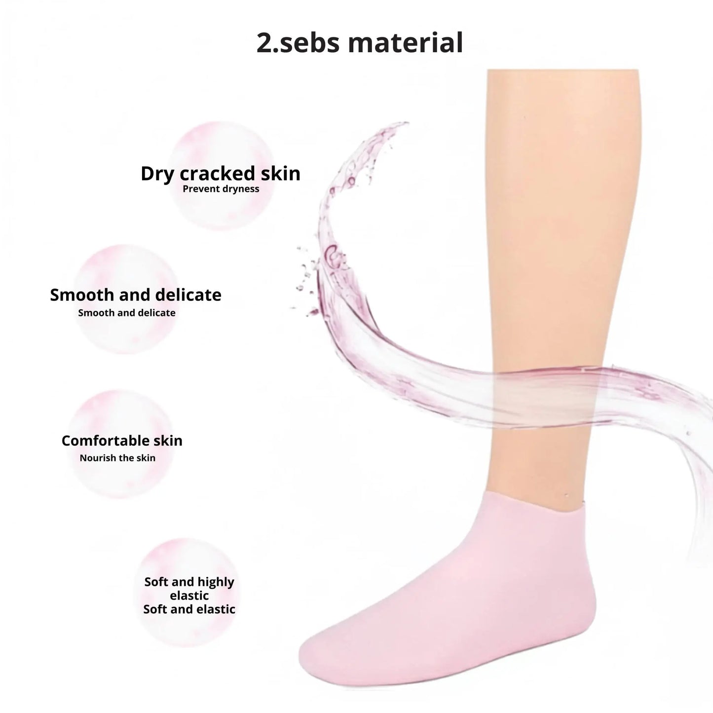Soft Silicone Heel Protector Socks for Dry, Cracked Feet Vendula Care 1