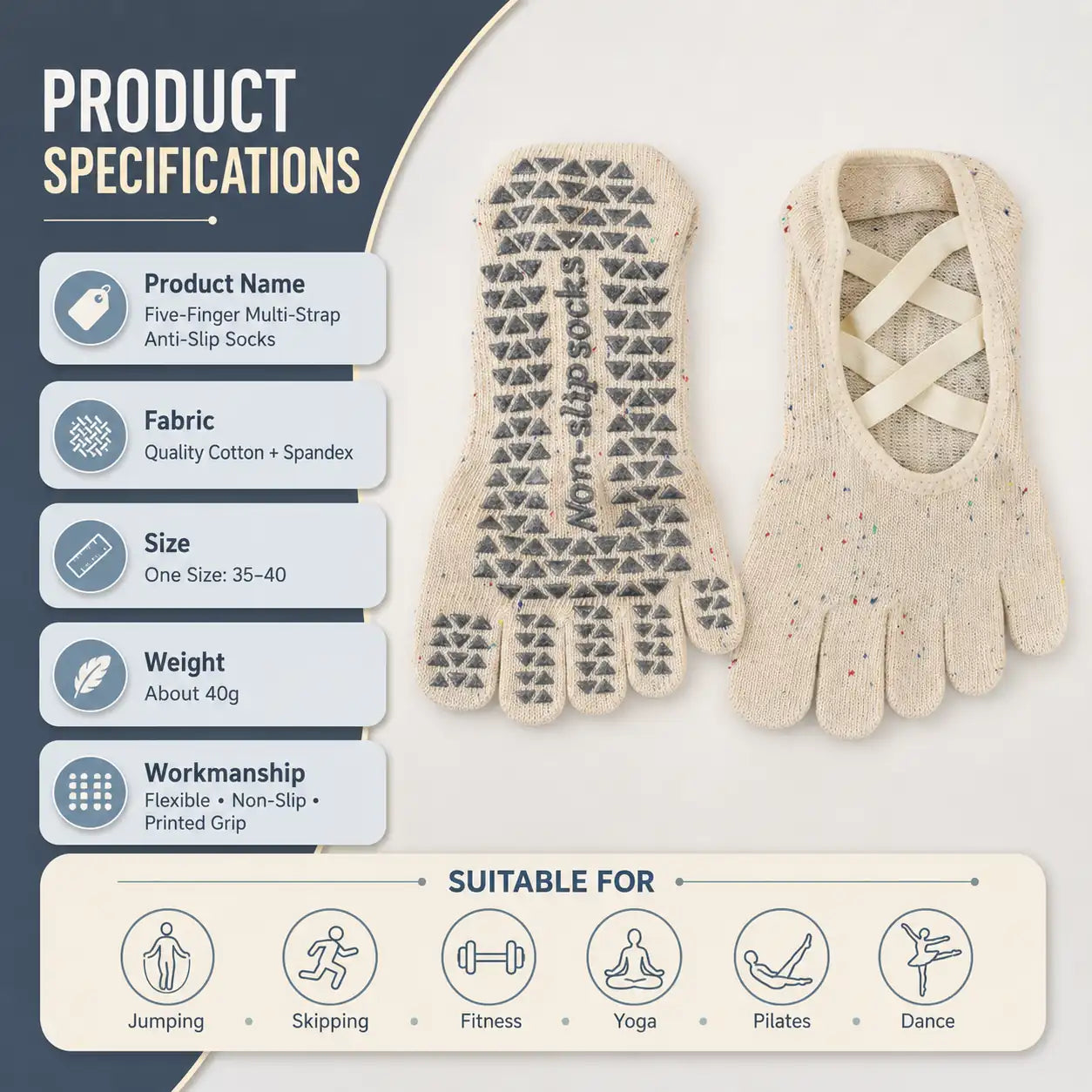 Sports Toe Socks for Running & Athletic Performance, Non-Slip Vendula Care (8)