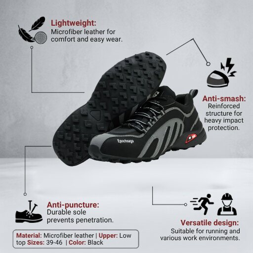 Steel Toe Safety Footwear Work, Comfort & Foot Protection VendulaCare 06