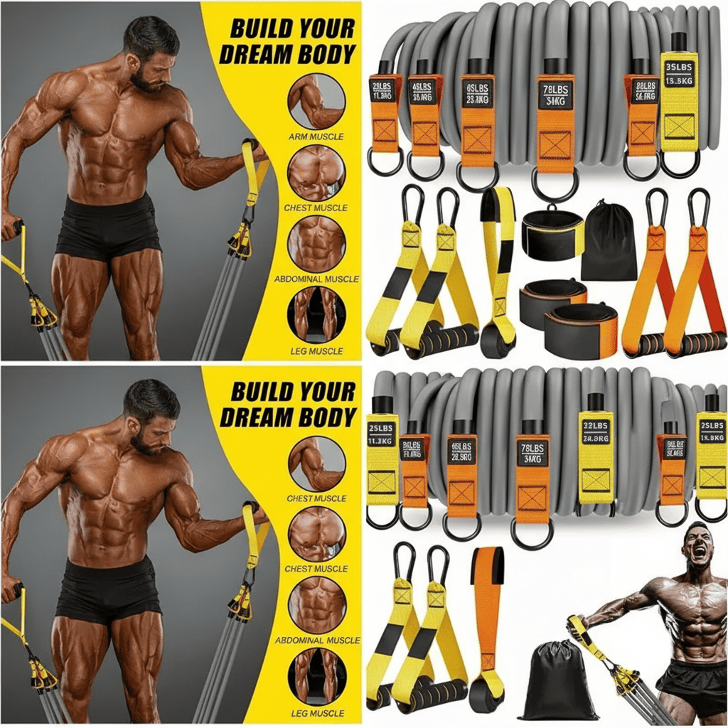 TPE Elastic Resistance Bands Set with Handles for Home Gym Vndula Care 03