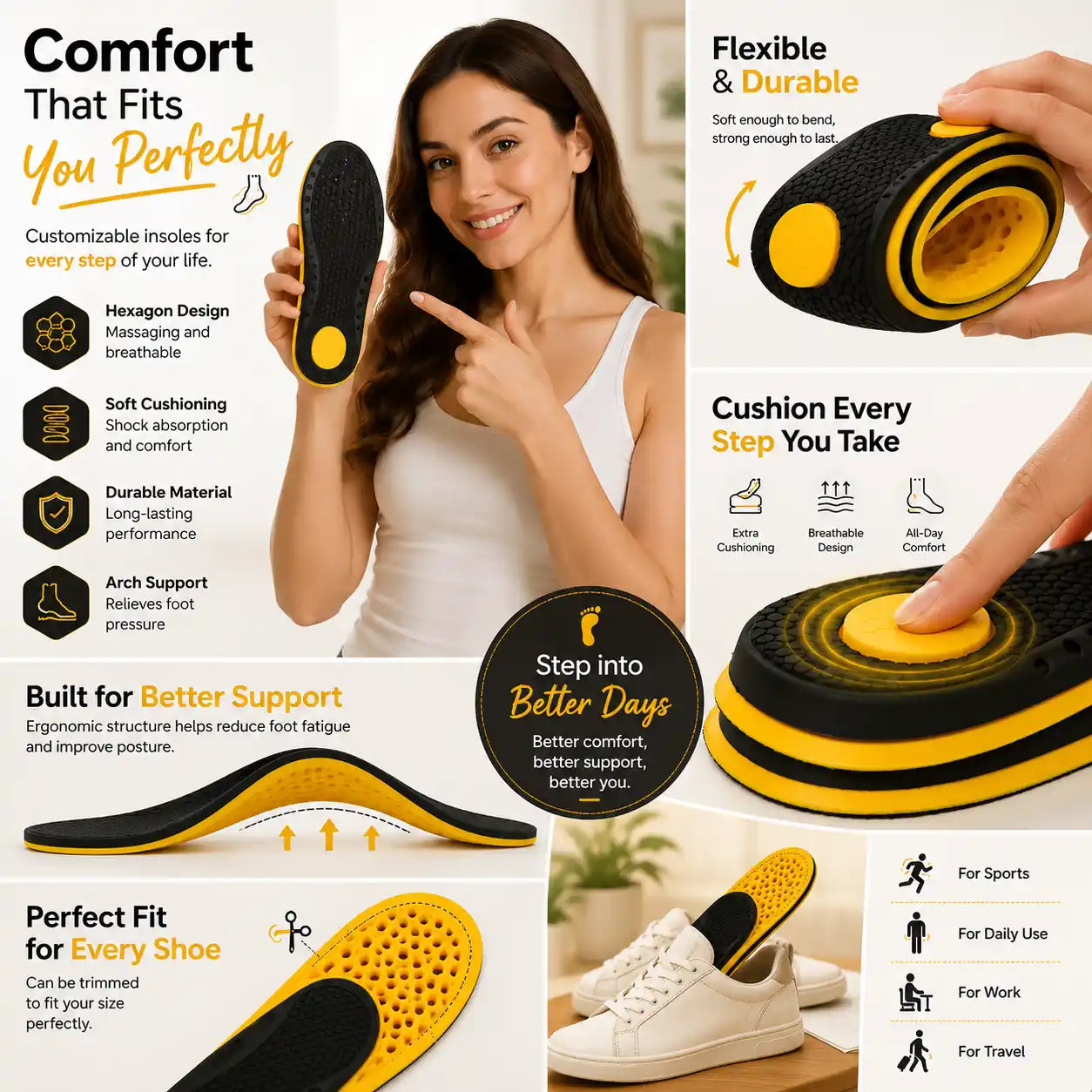 TPU Arch Support Orthopedic Insole for Flat Feet Comfort Vendula Care 04