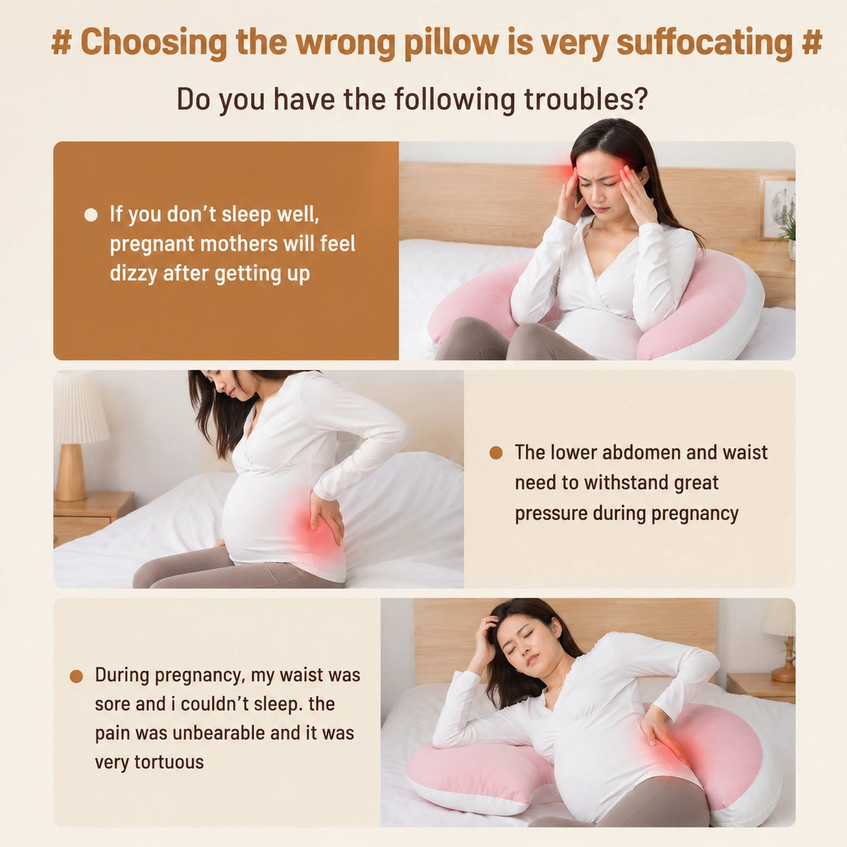 U-Shaped Maternity Pillow for Side Sleeping and Back Support Vendula Care 3