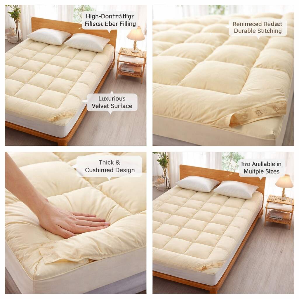 Velvet Mattress Topper with Soft Polyester Filling for Sleep vendula care 09