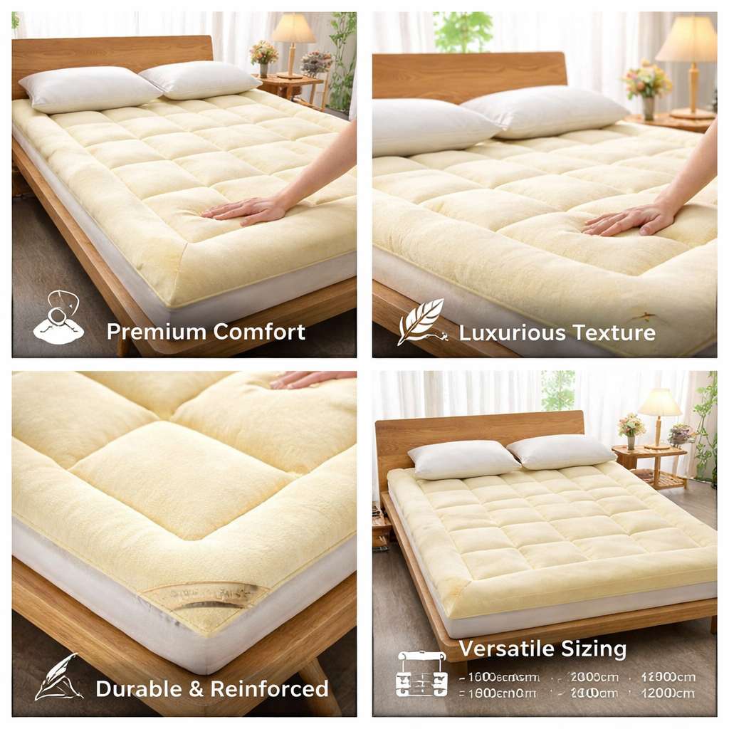 Velvet Mattress Topper with Soft Polyester Filling for Sleep vendula care 10