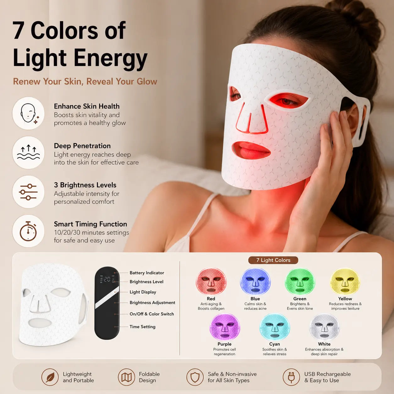 Wireless LED Photon Facial Device for a Glowing Complexion Vendula Care 5