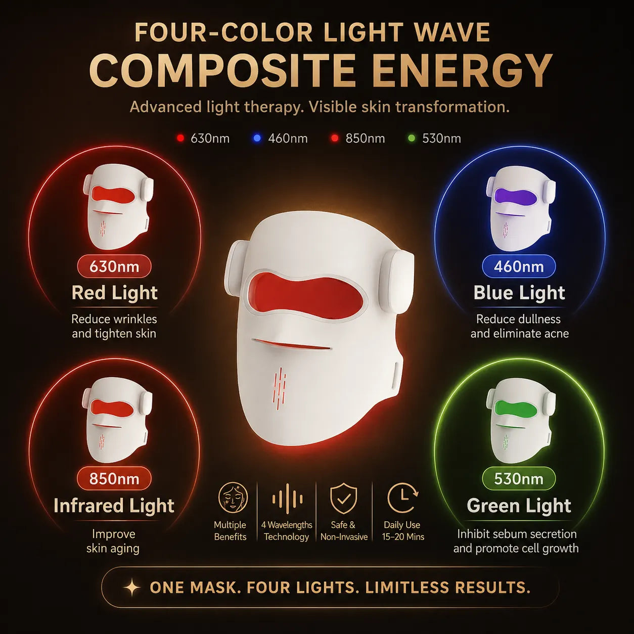 Wireless LED Photon Therapy Facial Mask for Home Skin Care Vendula Care 6