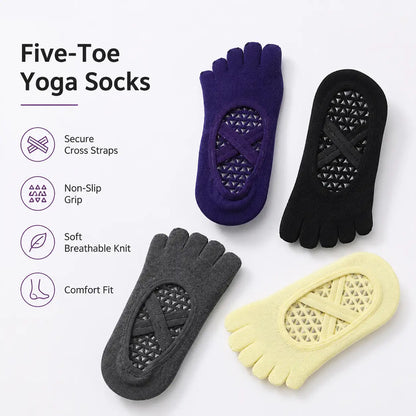 Women's Yoga Five-Finger Socks with Double Cross Straps Vendula Care 04