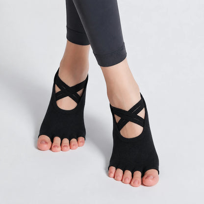 Women's Yoga Five-Finger Socks with Double Cross Straps Vendula Care 05