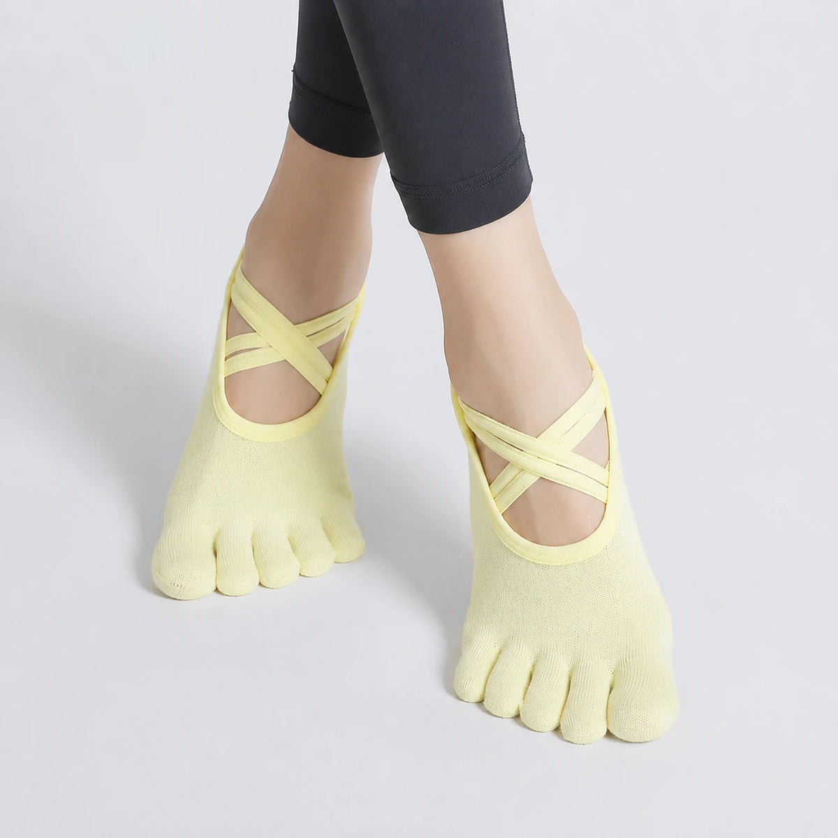 Women's Yoga Five-Finger Socks with Double Cross Straps Vendula Care 07