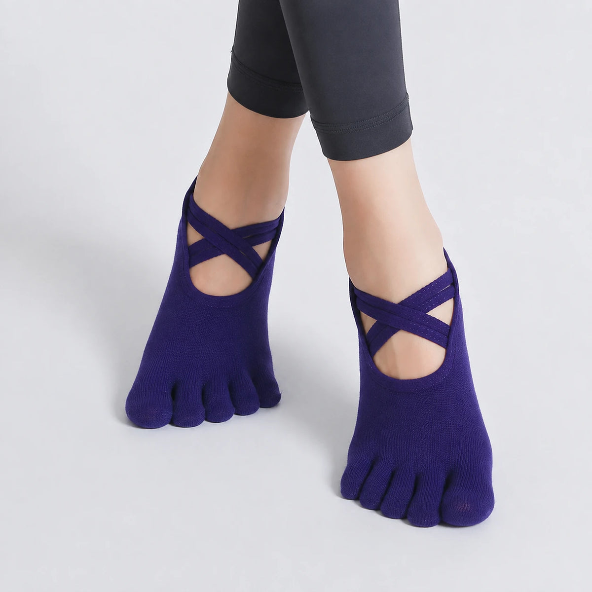 Women's Yoga Five-Finger Socks with Double Cross Straps Vendula Care 09