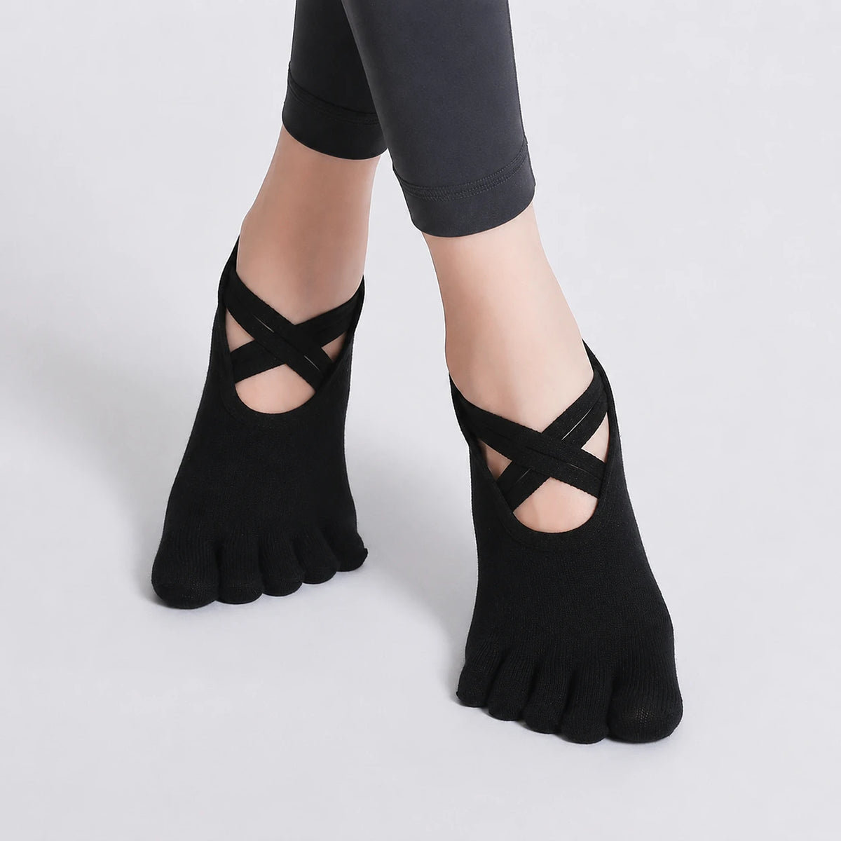 Women's Yoga Five-Finger Socks with Double Cross Straps Vendula Care 10