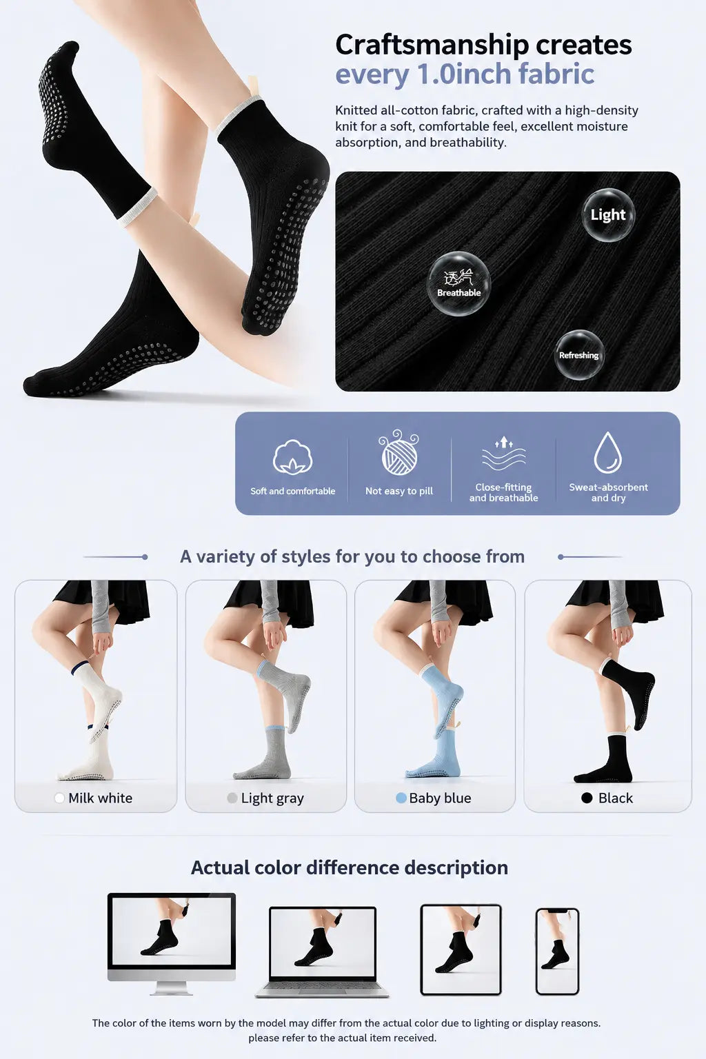 Yoga Socks for Women with Non-Slip Grip for Daily Practice Vendula Care 06