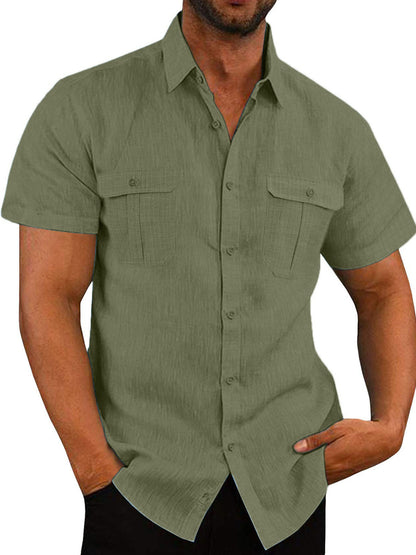 Mens Casual Short Sleeve Shirt with Pockets 3