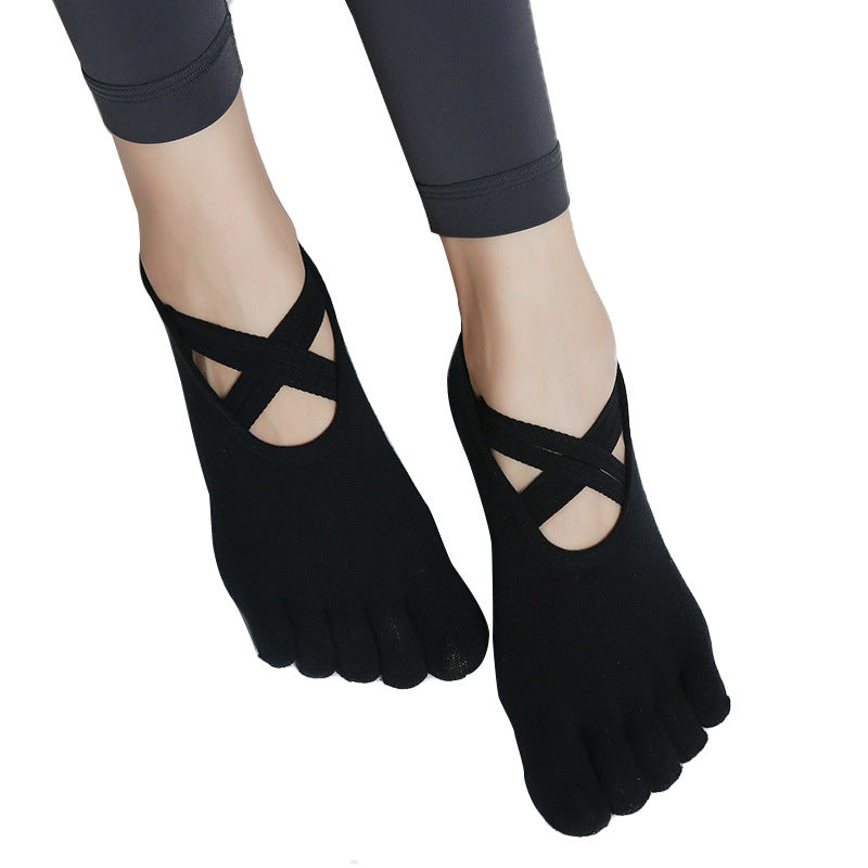 Women's Yoga Five-Finger Socks with Double Cross Straps 5